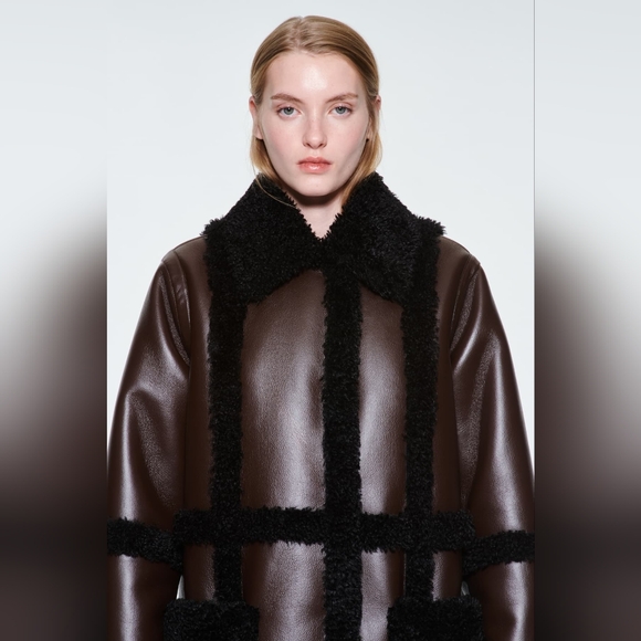 STAND STUDIO Brown Fur Coat NWT Sz 2 - Picture 5 of 9